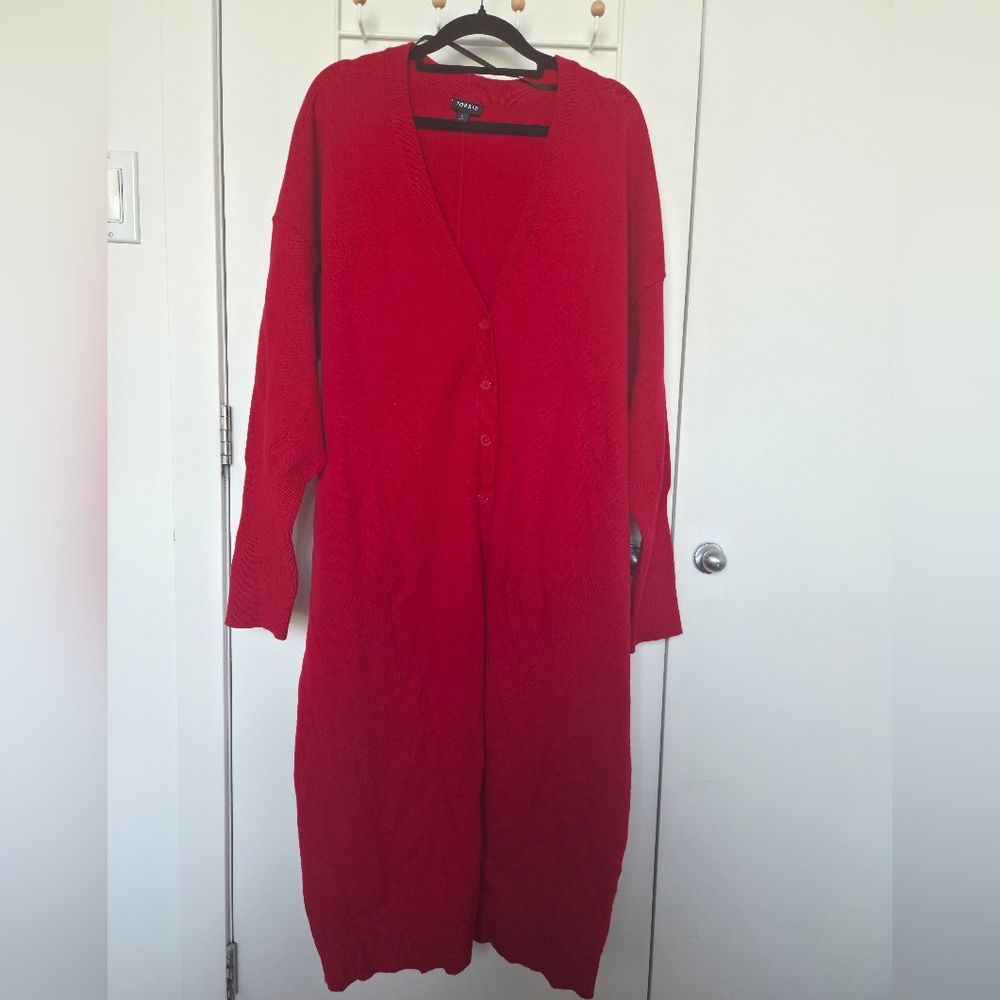 Torrid Longline Button-Front Red Knit Cardigan Duster - 2X